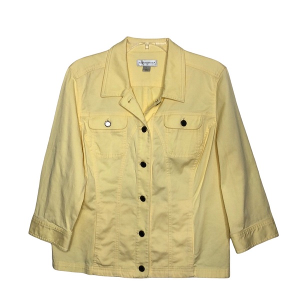 Christopher & Banks Jackets & Blazers - NEW - CHRISTOPHER & BANKS Yellow Cotton Stretch Lightweight Jacket - Size Large